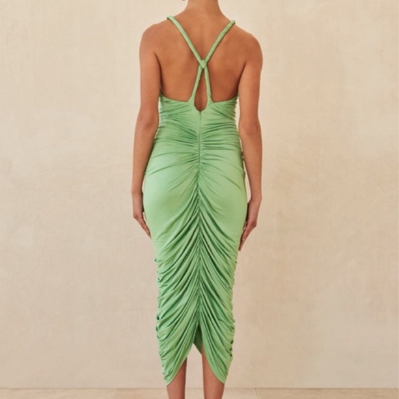 Cult Gaia “Jalina” Ruched Cutout Dress — Green, Size Small - Picture 10 of 11